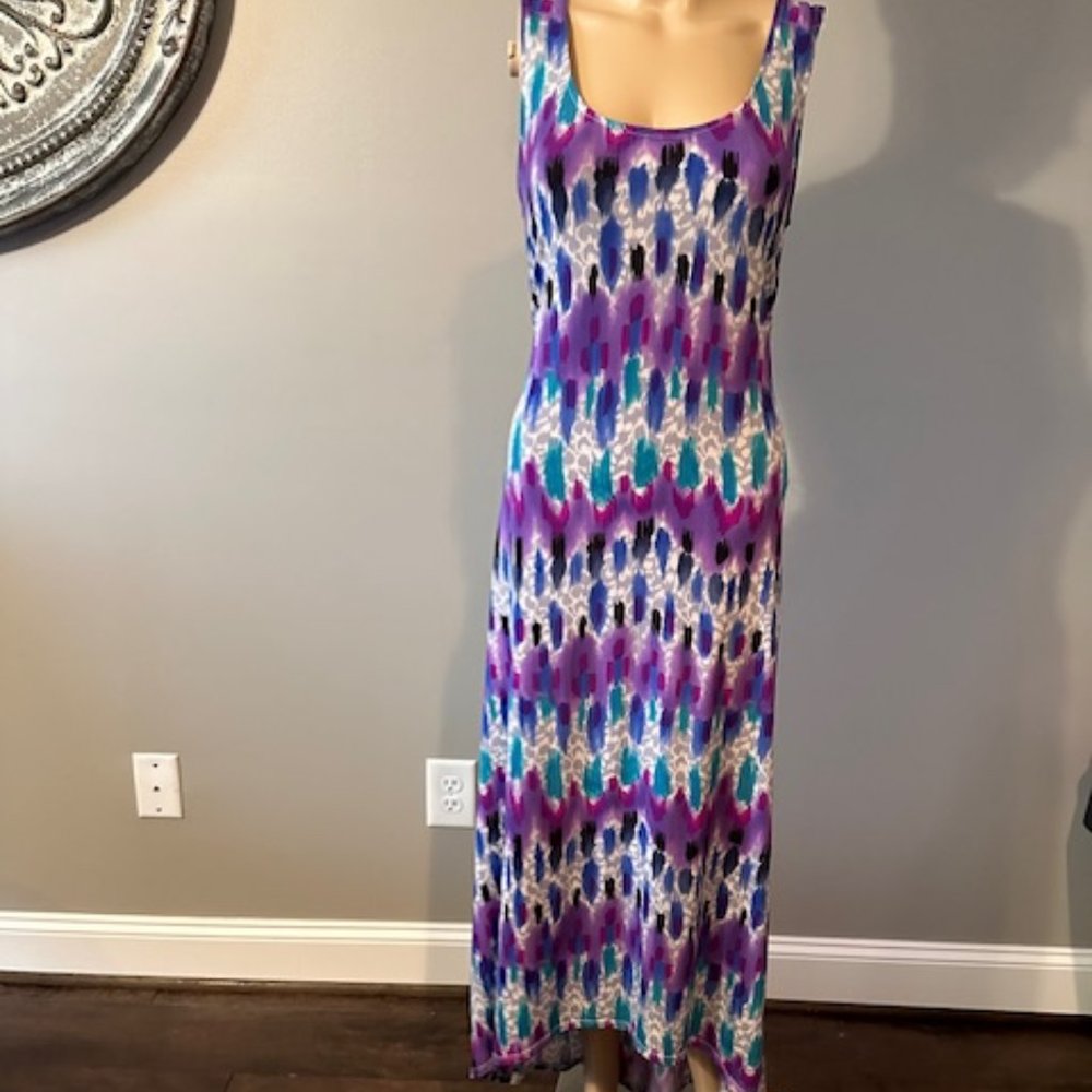 NY COLLECTION MULTI-COLOR HIGH-LOW DRESS